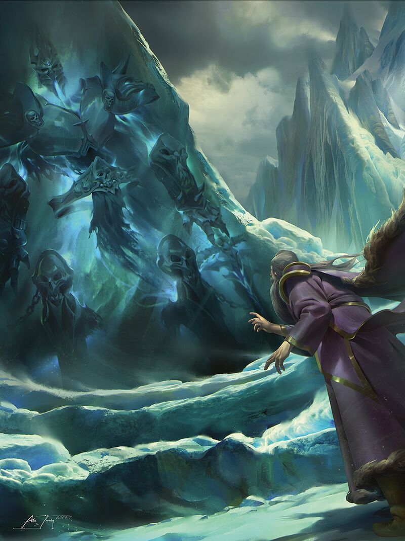 Arthas Menethil, The Lich King, seated upon the Frozen Throne